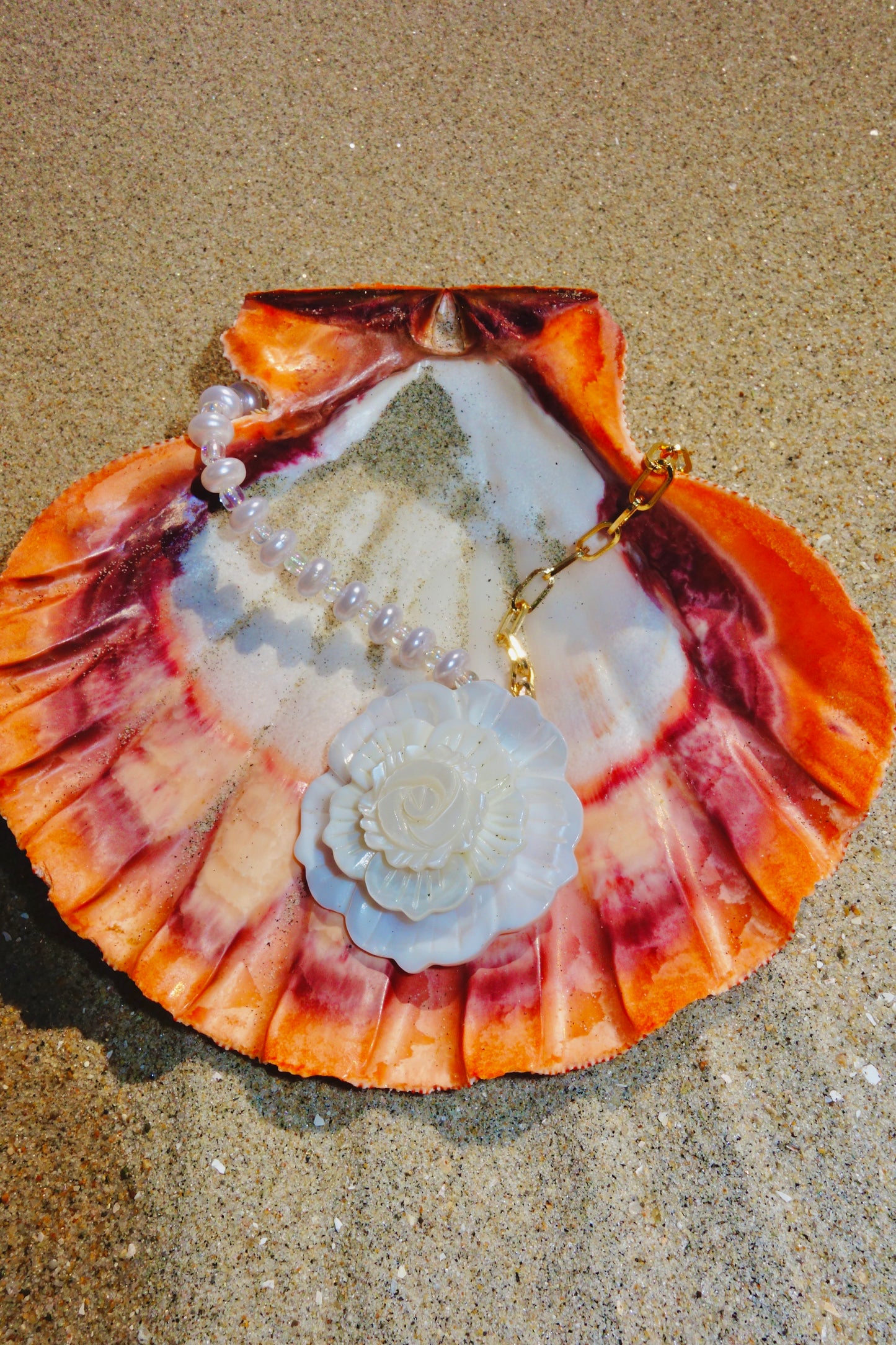 Pearl & Shell Rose Necklace