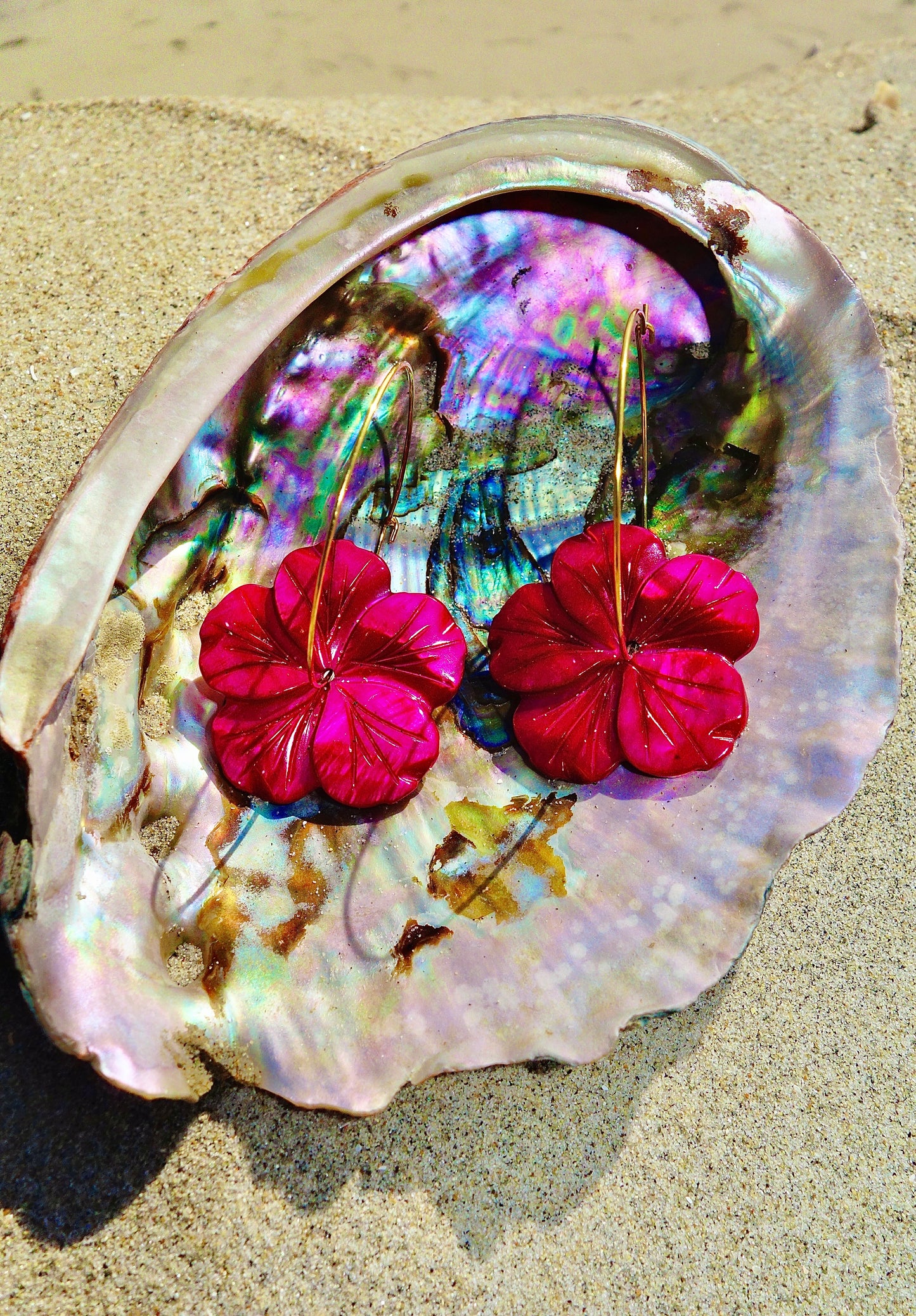 Fuchsia Tropic Hoop Earrings