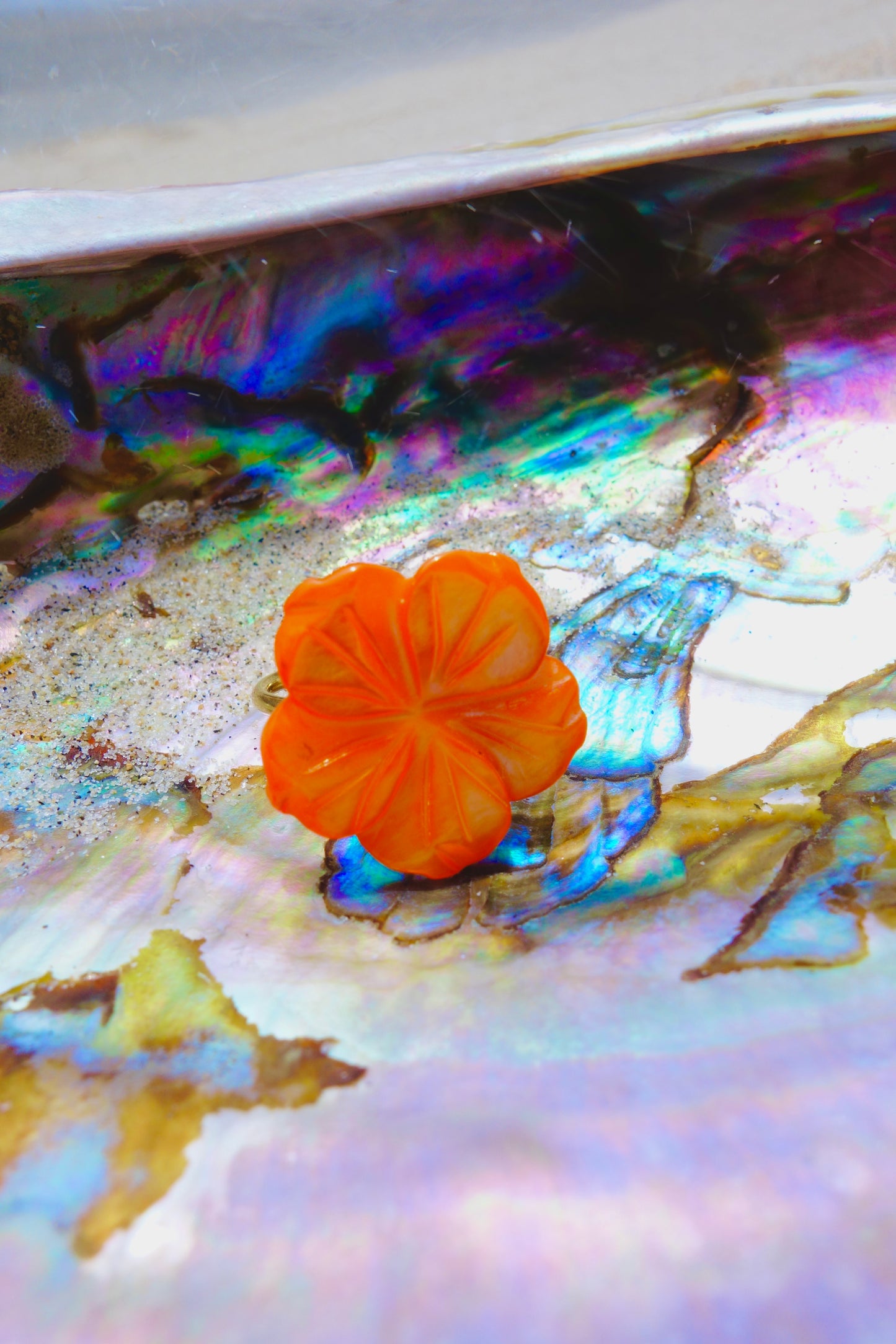 Sunset Hibiscus Shell Ring
