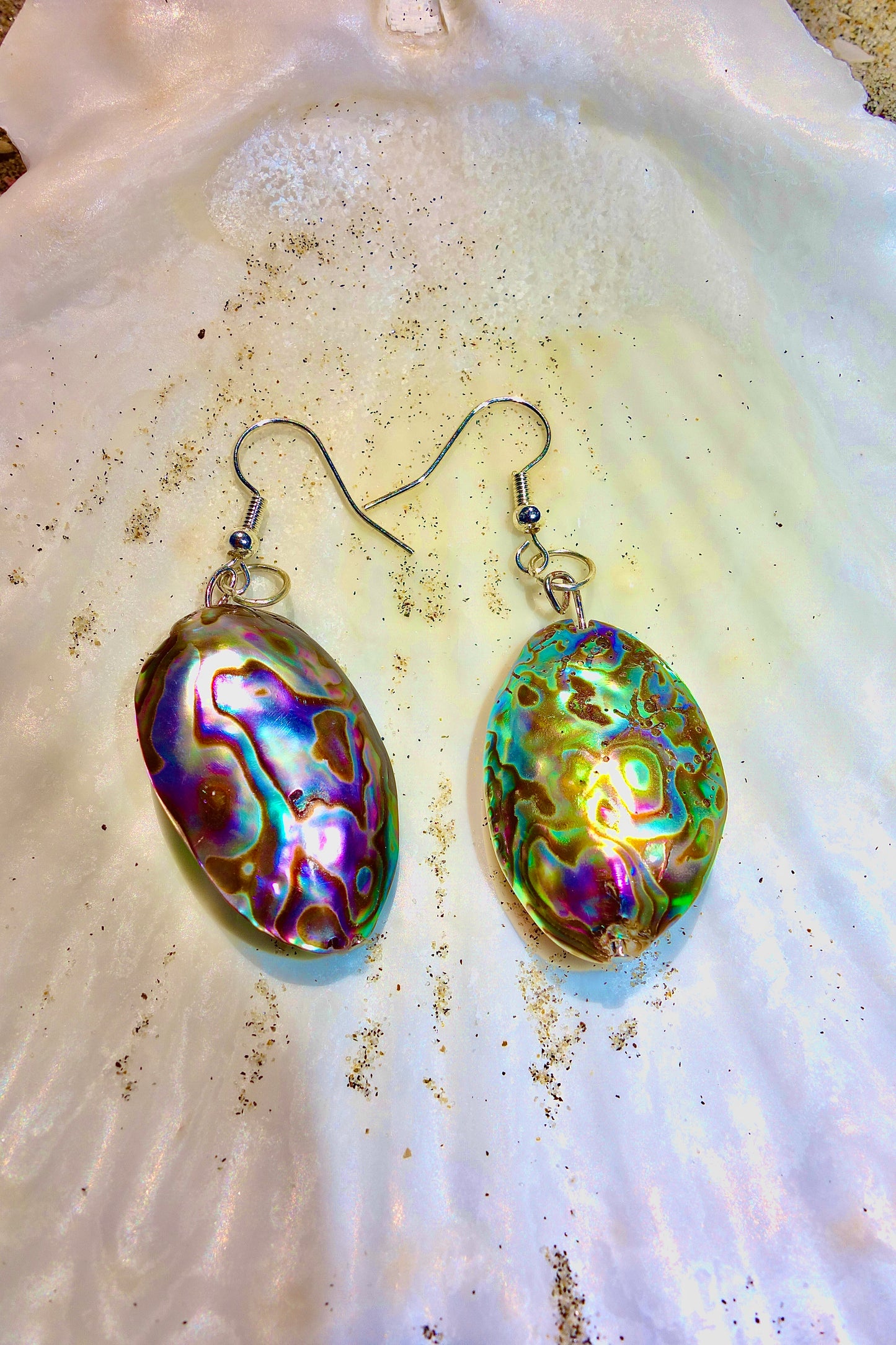 Iridescent Abalone Shell Dangle Earrings