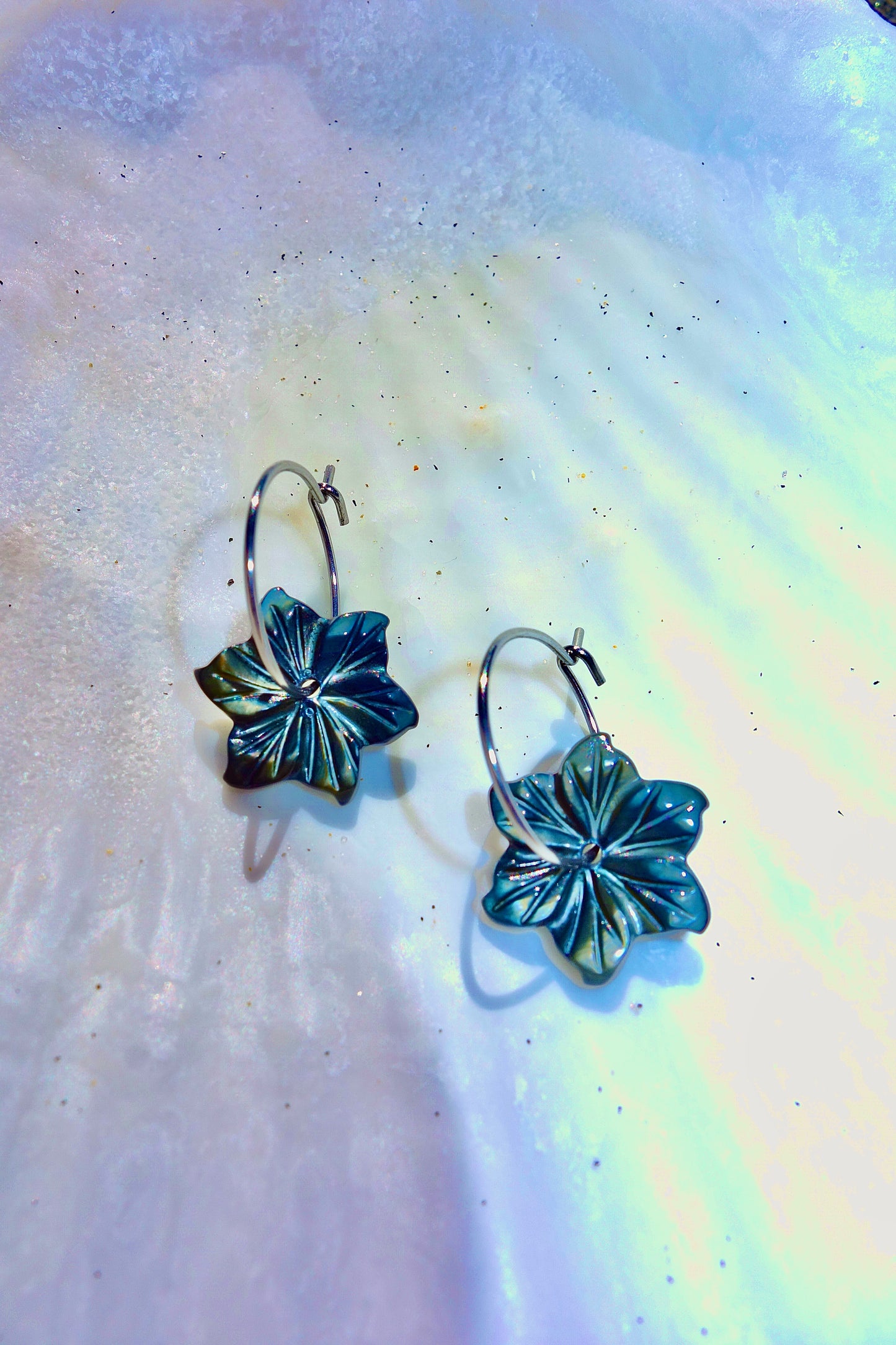 Blue Drift Bloom Hoops