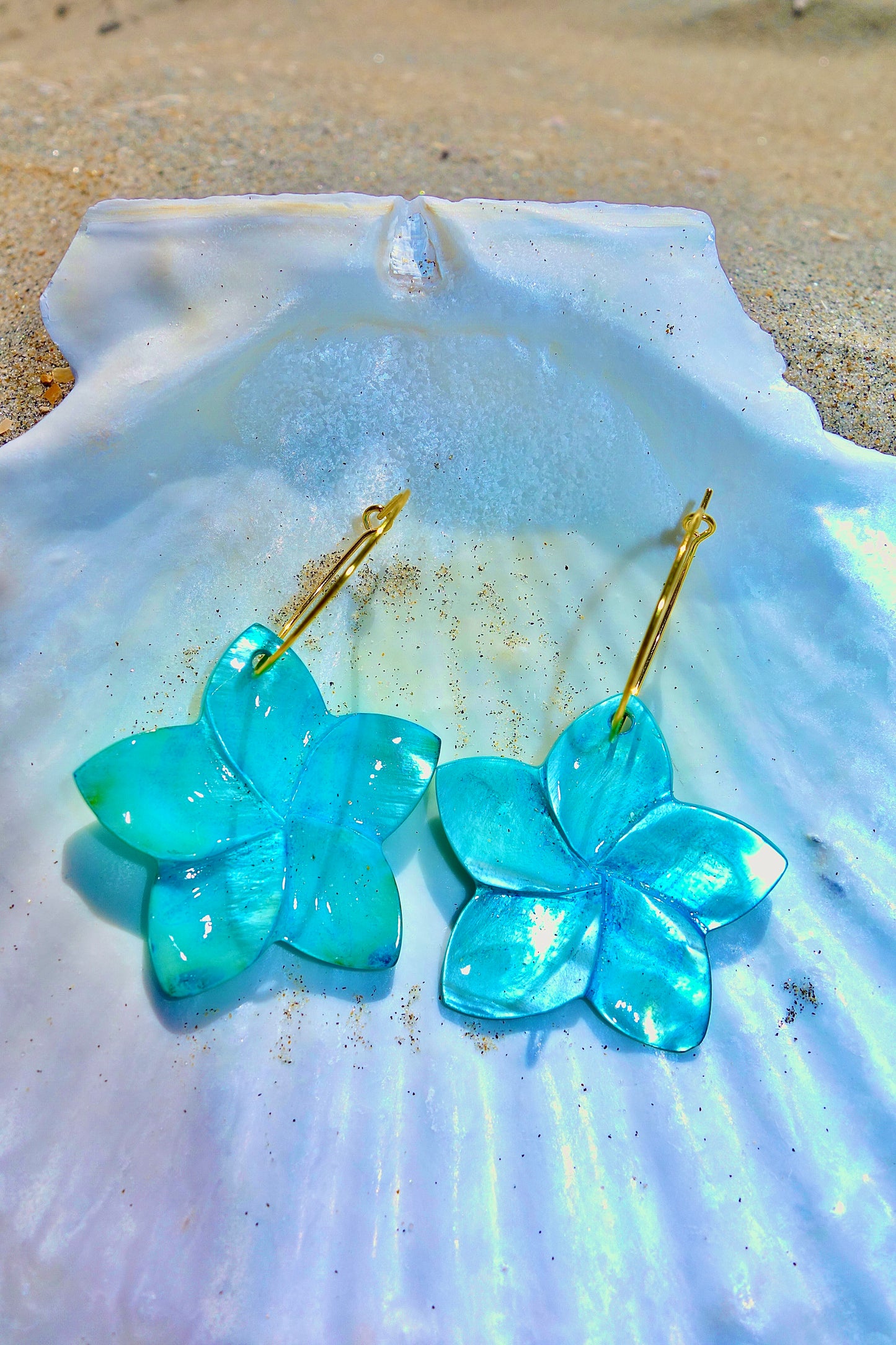Aqua Bloom Shell Earrings