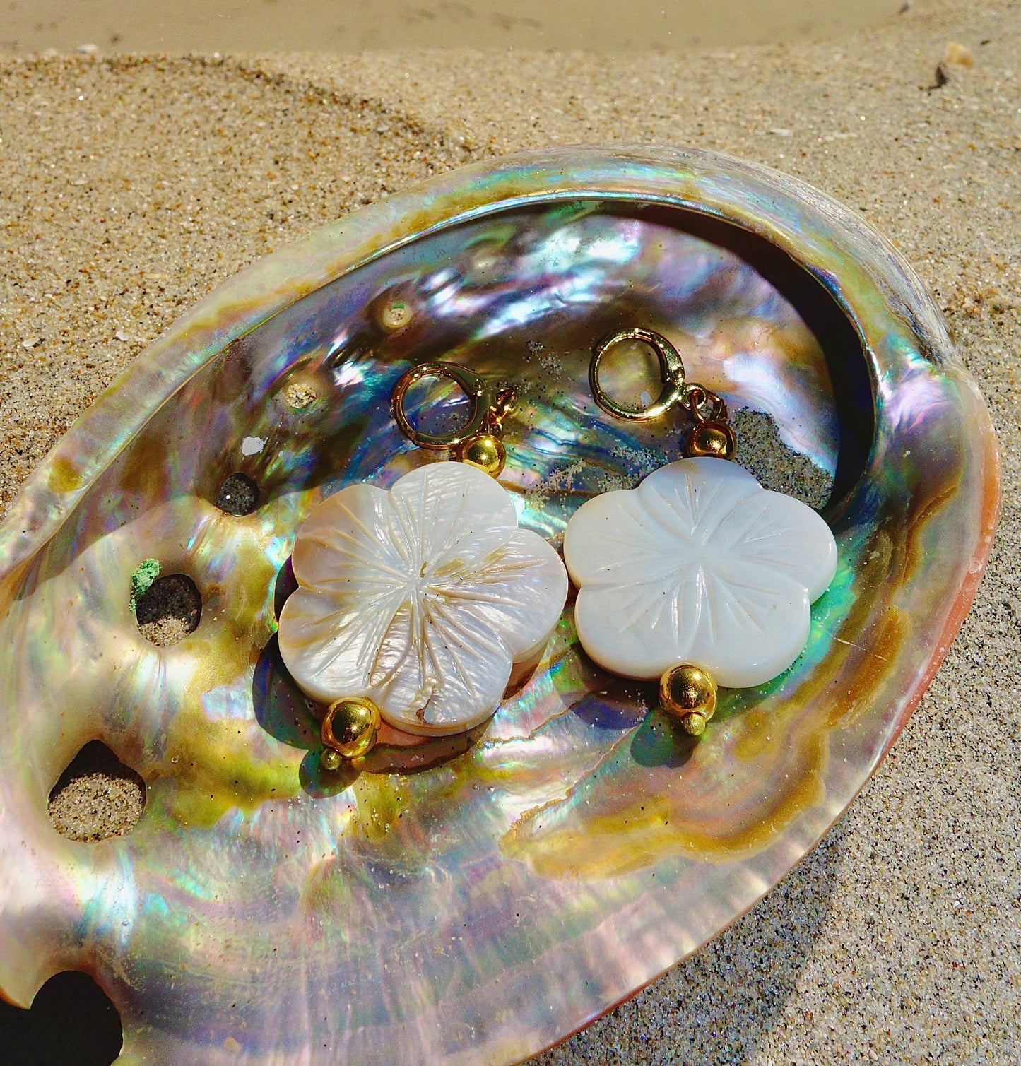 Golden Bloom Shell Earrings
