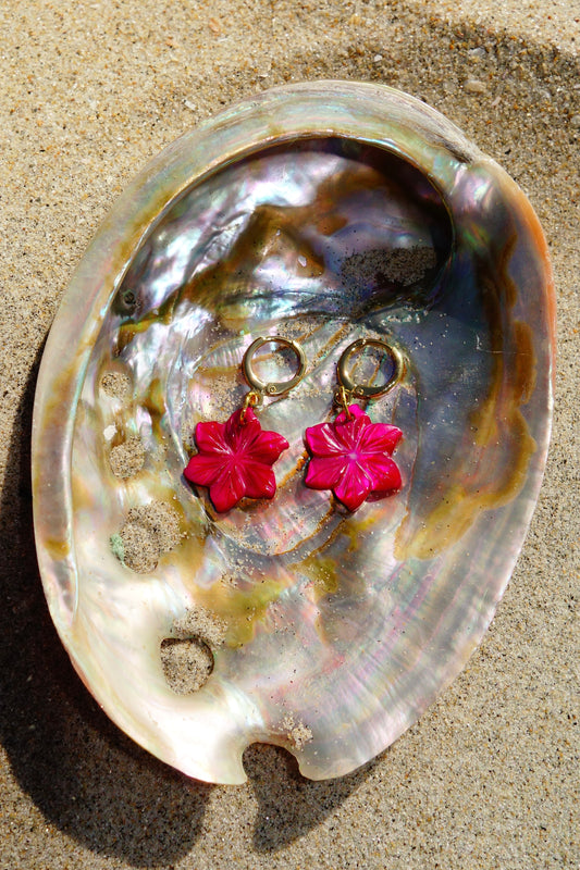 Tropical Blossom Hoop Earrings