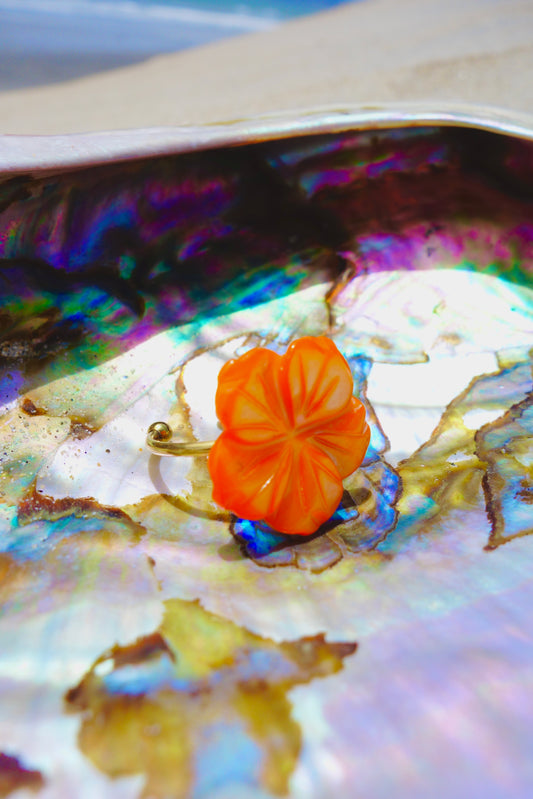 Sunset Hibiscus Shell Ring