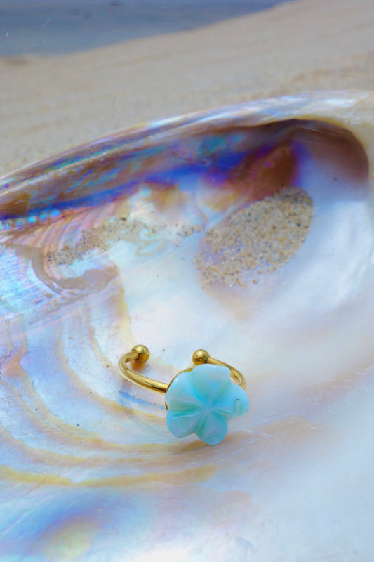 Seafoam Blossom Shell Ring
