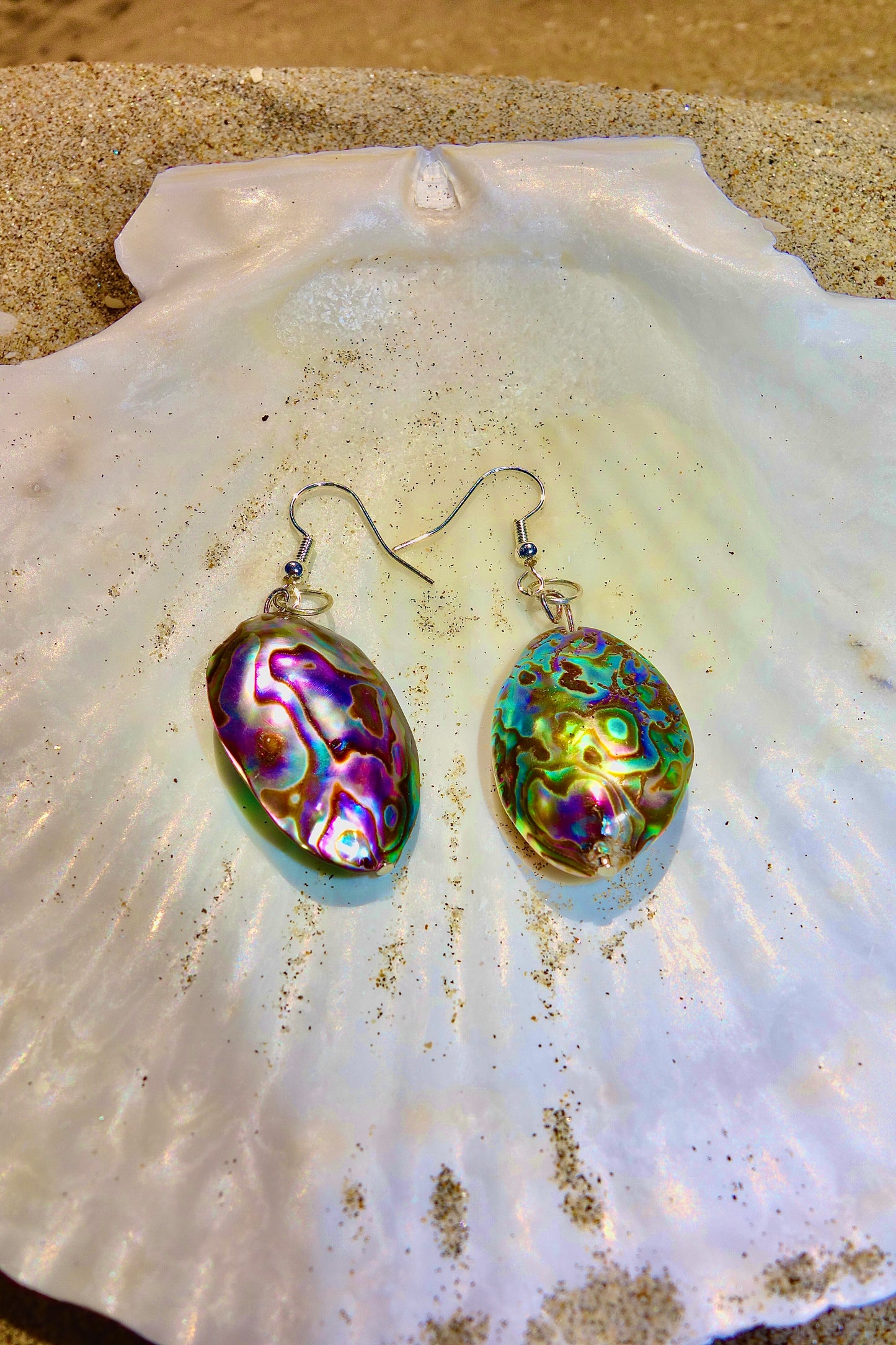 Iridescent Abalone Shell Dangle Earrings