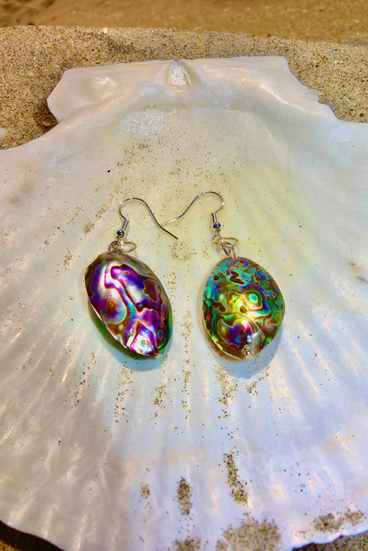 Iridescent Abalone Shell Dangle Earrings