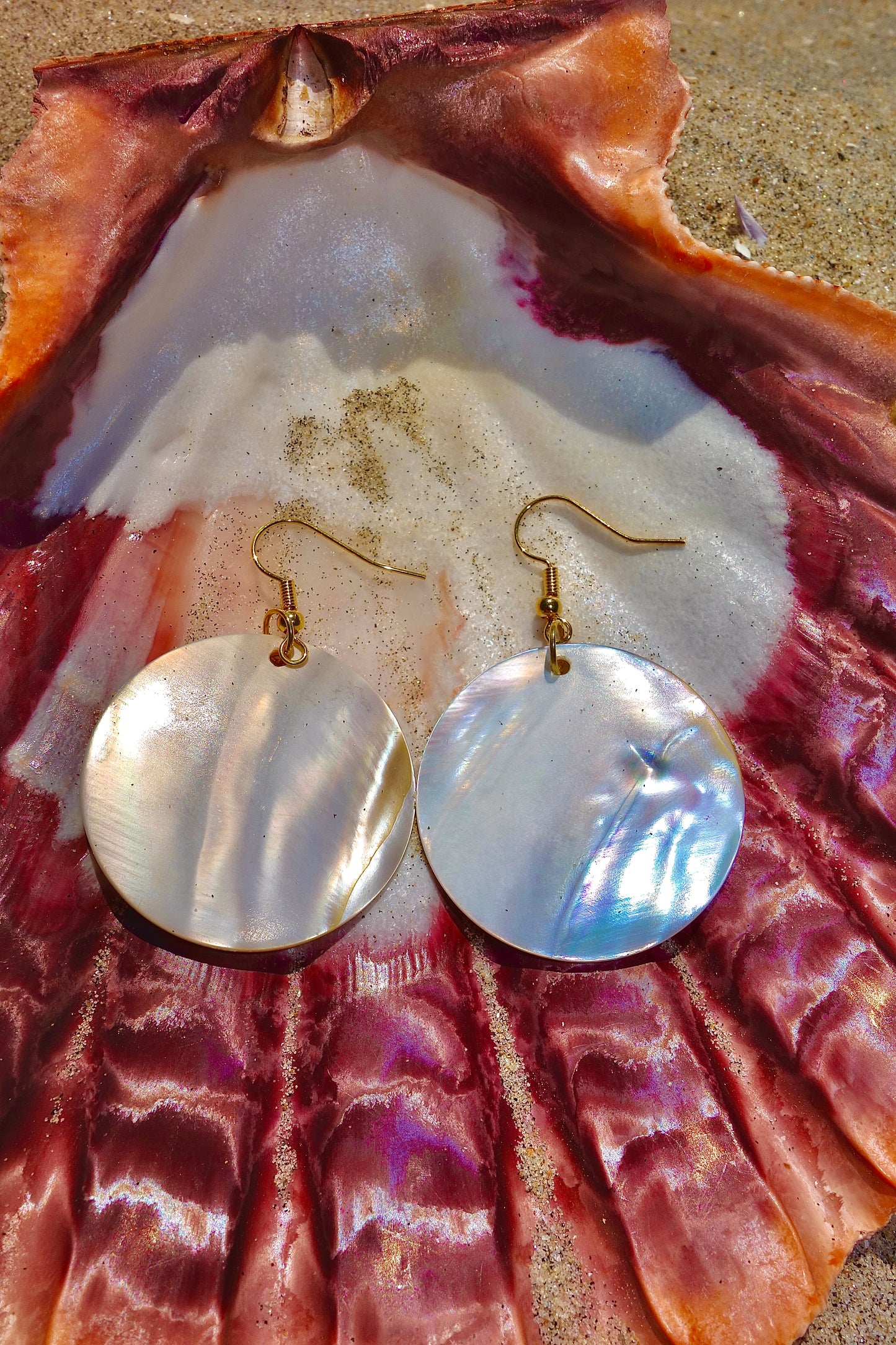 Moonlit Shell Disc Earrings