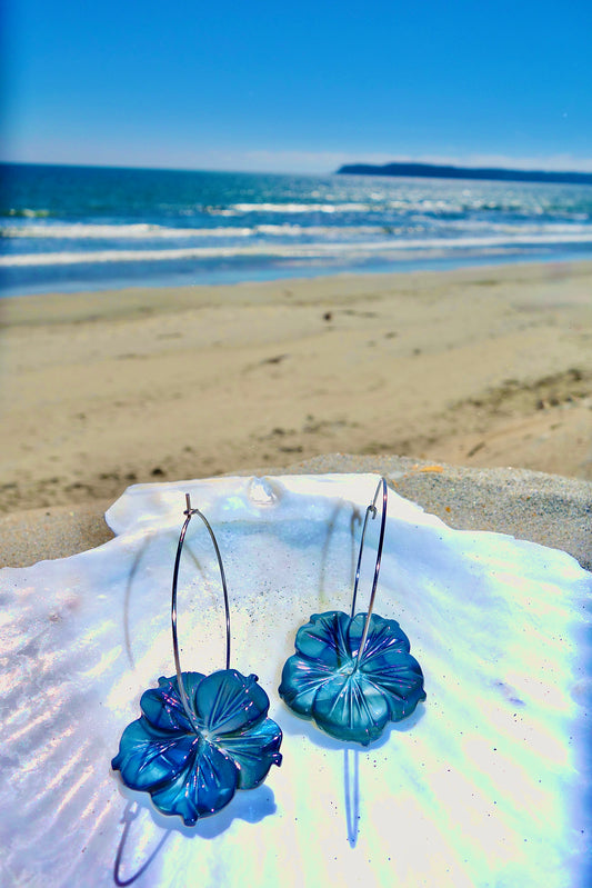 Azure Drift Petal Hoops