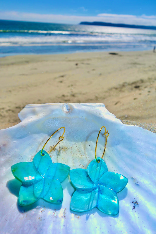 Aqua Bloom Shell Earrings